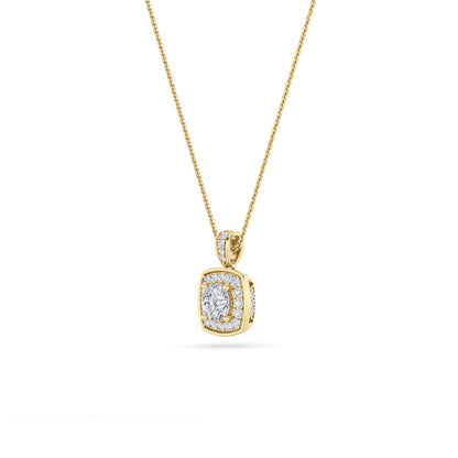0.75CTW Round Lab-Grown Diamond Prong Halo Pendant 26 Stones
