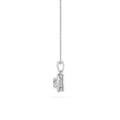 0.75CTW Oval Lab-Grown Diamond Prong Halo Pendant 37 Stones