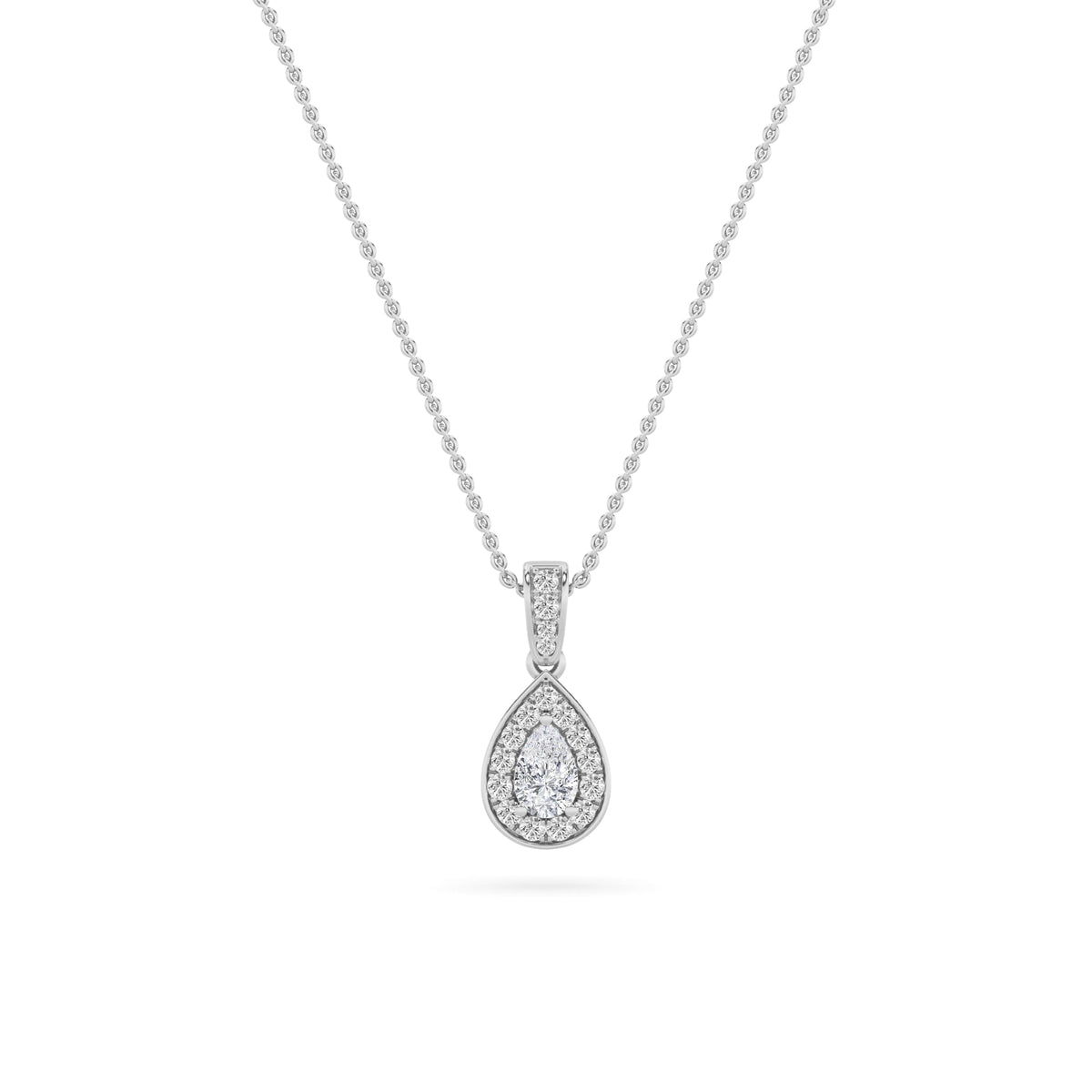 0.75CTW Pear Lab-Grown Diamond Prong Halo Pendant 36 Stones