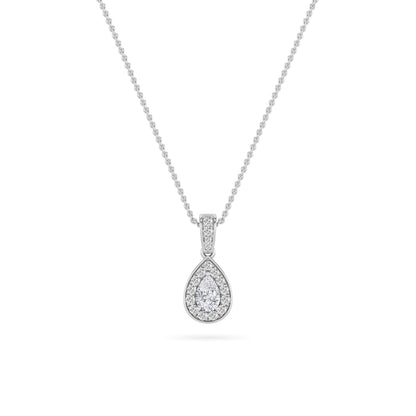 0.75CTW Pear Lab-Grown Diamond Prong Halo Pendant 36 Stones