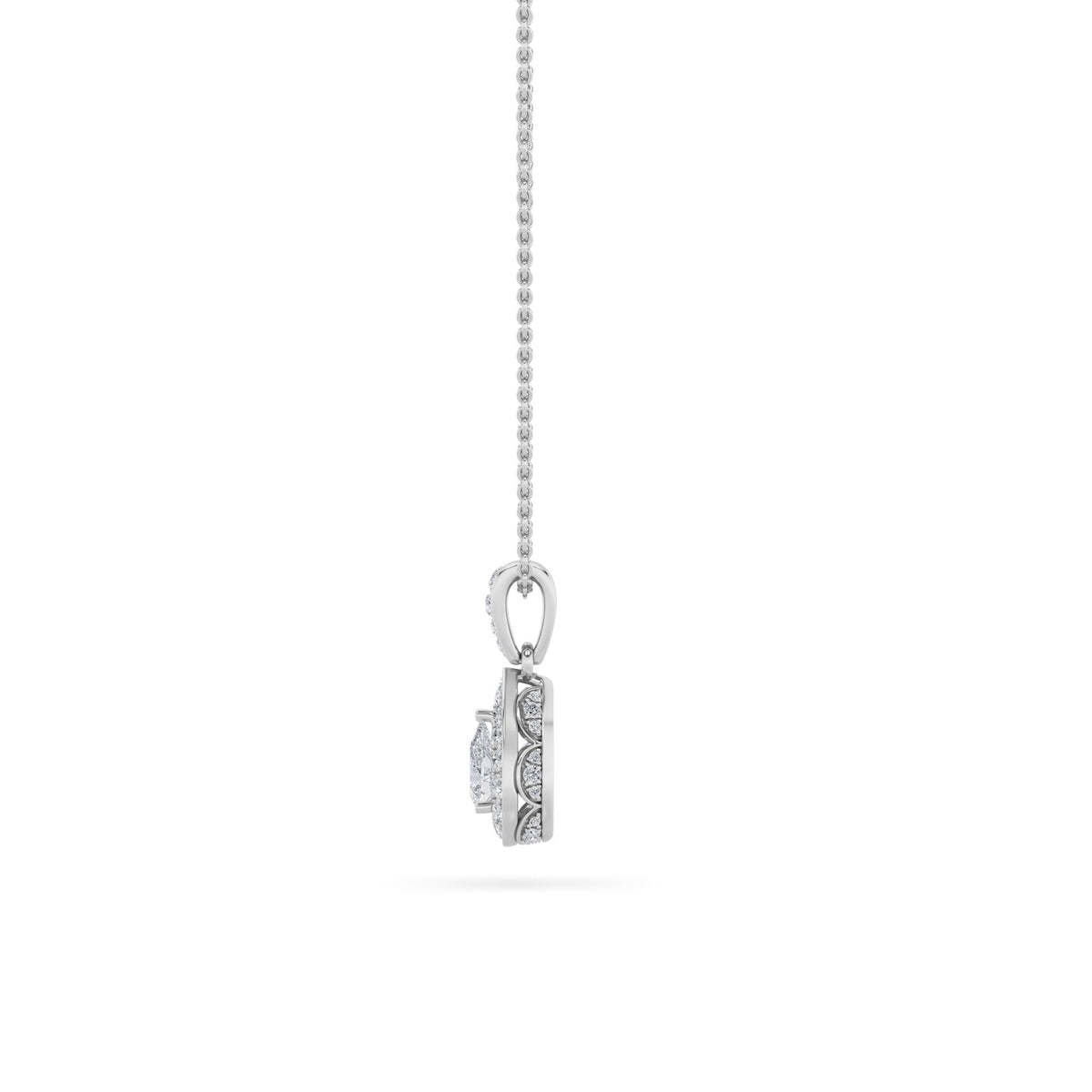 0.75CTW Pear Lab-Grown Diamond Prong Halo Pendant 36 Stones