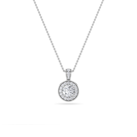 1.25CTW Round Lab-Grown Diamond Prong Halo Pendant 39 Stones