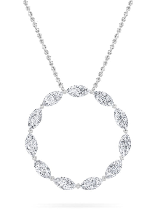 2CTW Marquise Lab-Grown Diamond Prong Circle Necklace 11 Stones