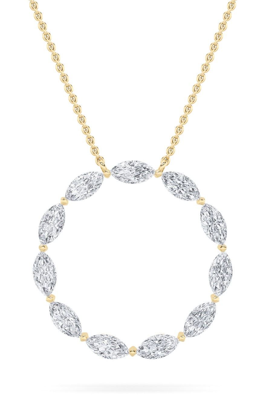 2CTW Marquise Lab-Grown Diamond Prong Circle Necklace 11 Stones