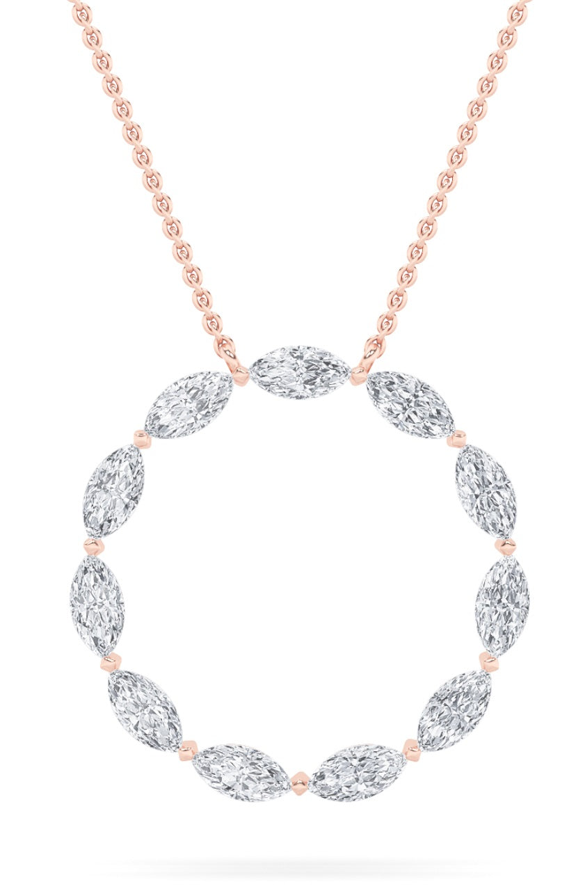 2.25CTW Marquise Lab-Grown Diamond Prong Circle Necklace 11 Stones