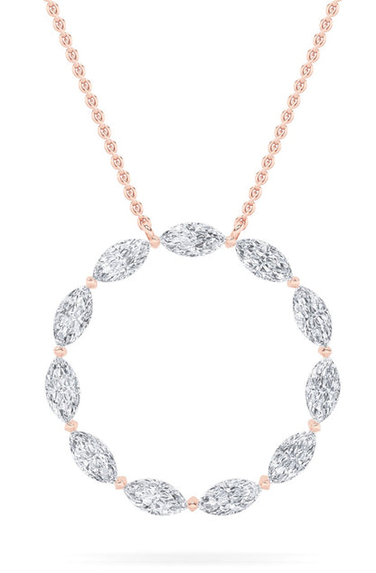 2.25CTW Marquise Lab-Grown Diamond Prong Circle Necklace 11 Stones