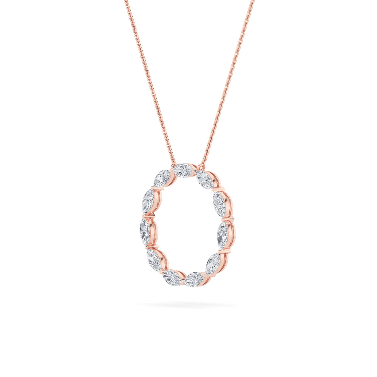 2.25CTW Marquise Lab-Grown Diamond Prong Circle Necklace 11 Stones