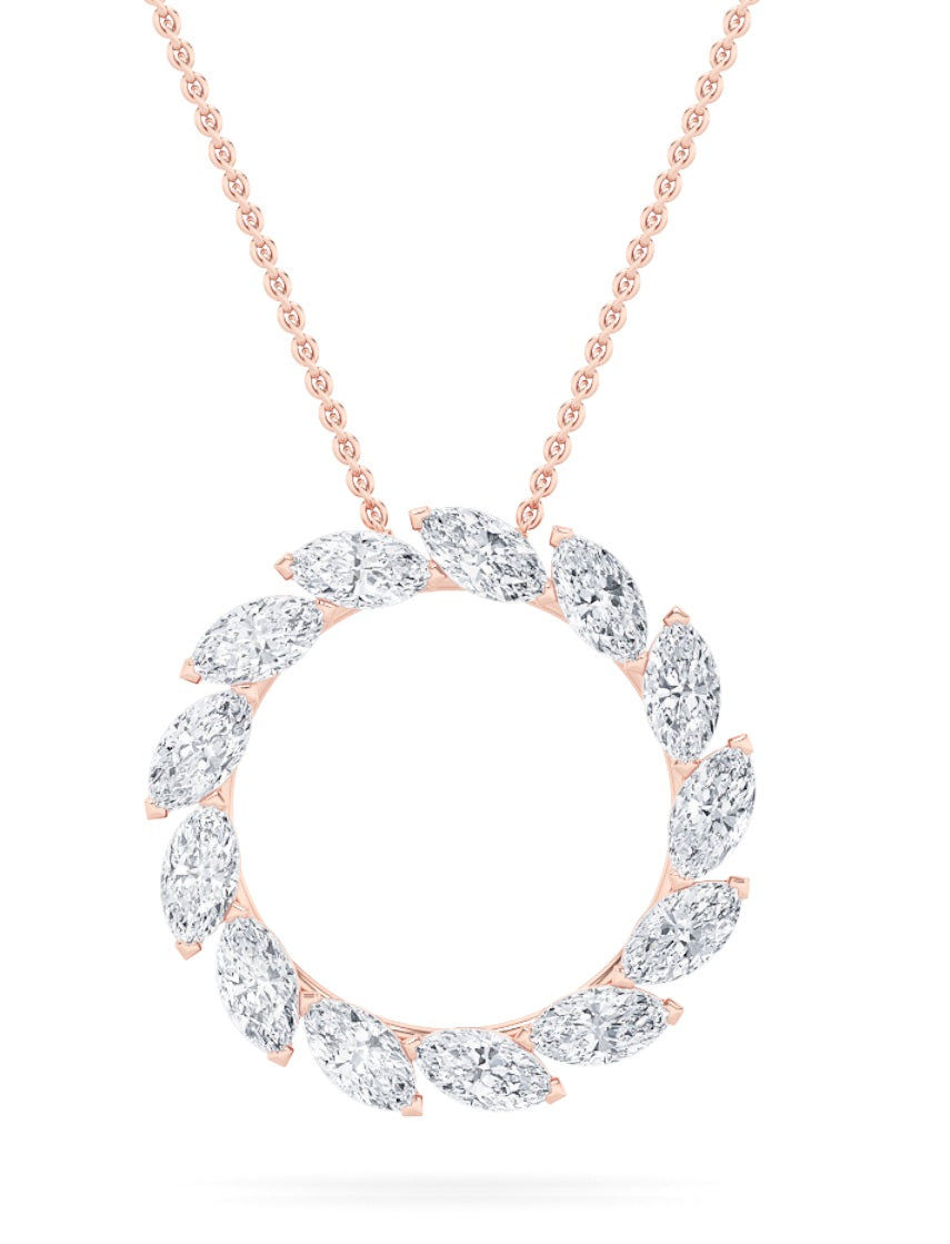 2CTW Marquise Lab-Grown Diamond Prong Circle Necklace 13 Stones