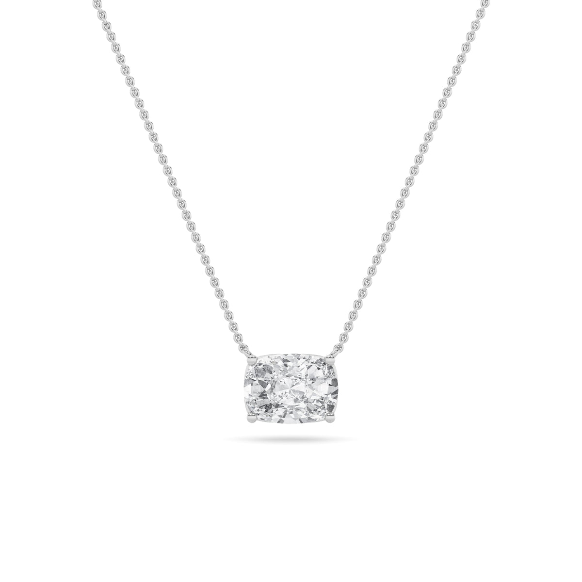 3CTW Elongated Cushion Lab-Grown Diamond Prong East West Solitaire Necklace 1 Stone