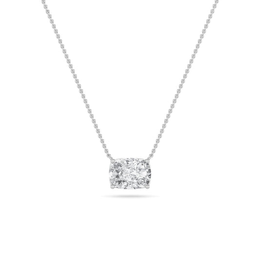 3CTW Elongated Cushion Lab-Grown Diamond Prong East West Solitaire Necklace 1 Stone