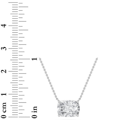 3CTW Elongated Cushion Lab-Grown Diamond Prong East West Solitaire Necklace 1 Stone
