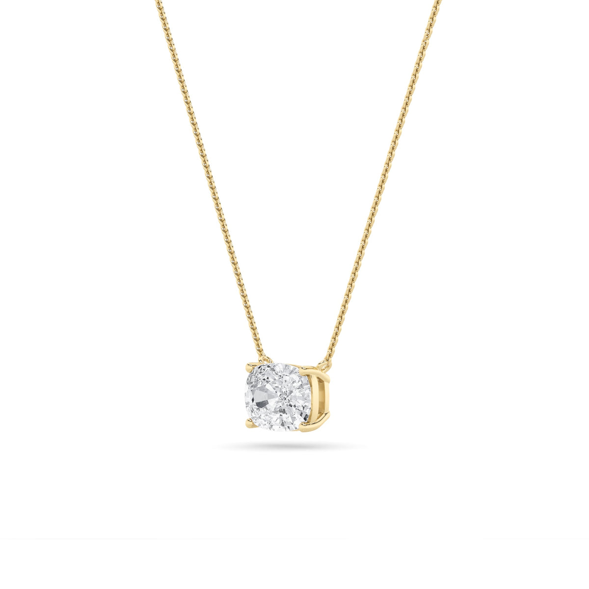 3CTW Elongated Cushion Lab-Grown Diamond Prong East West Solitaire Necklace 1 Stone