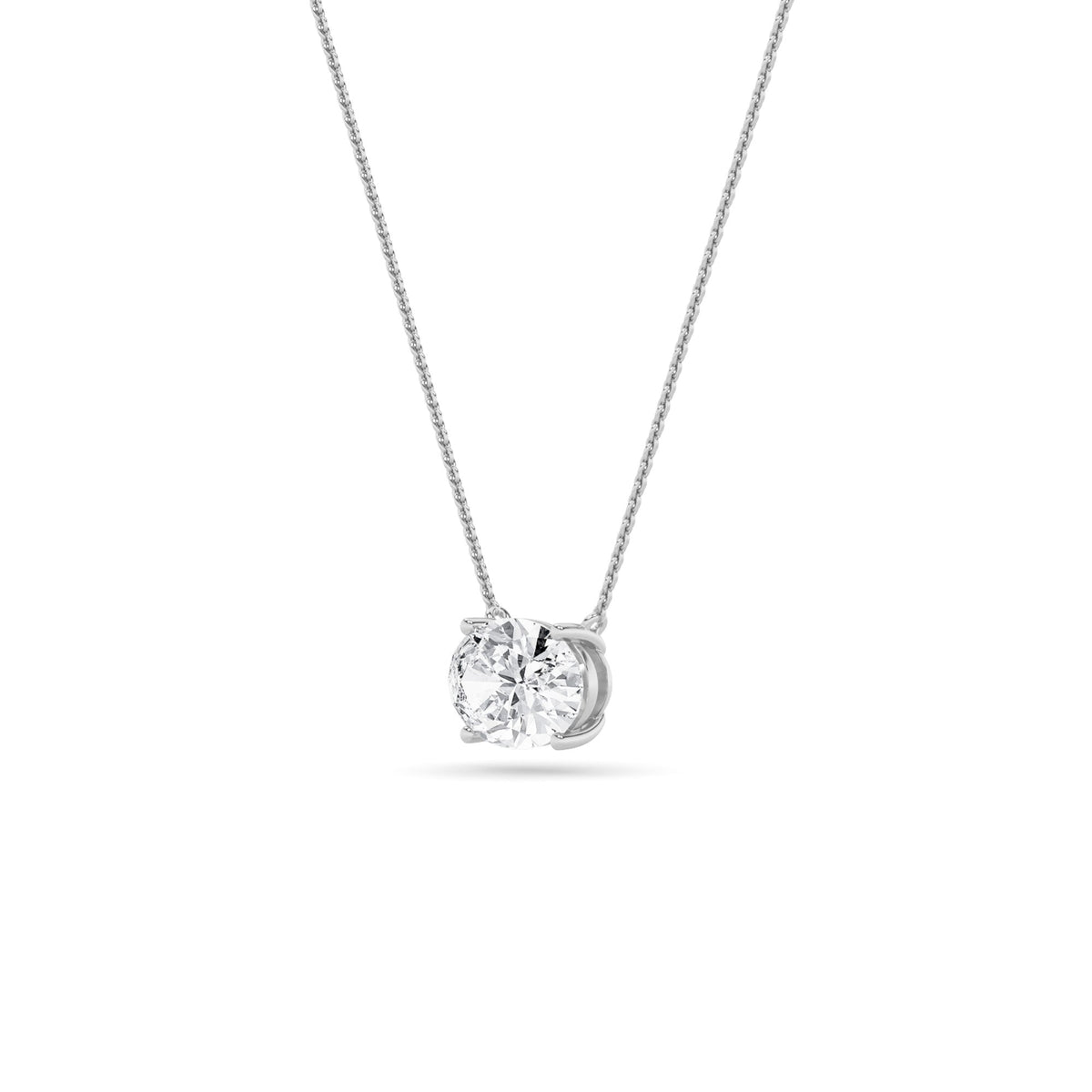 1CTW Oval Lab-Grown Diamond Prong East West Solitaire Necklace 1 Stone
