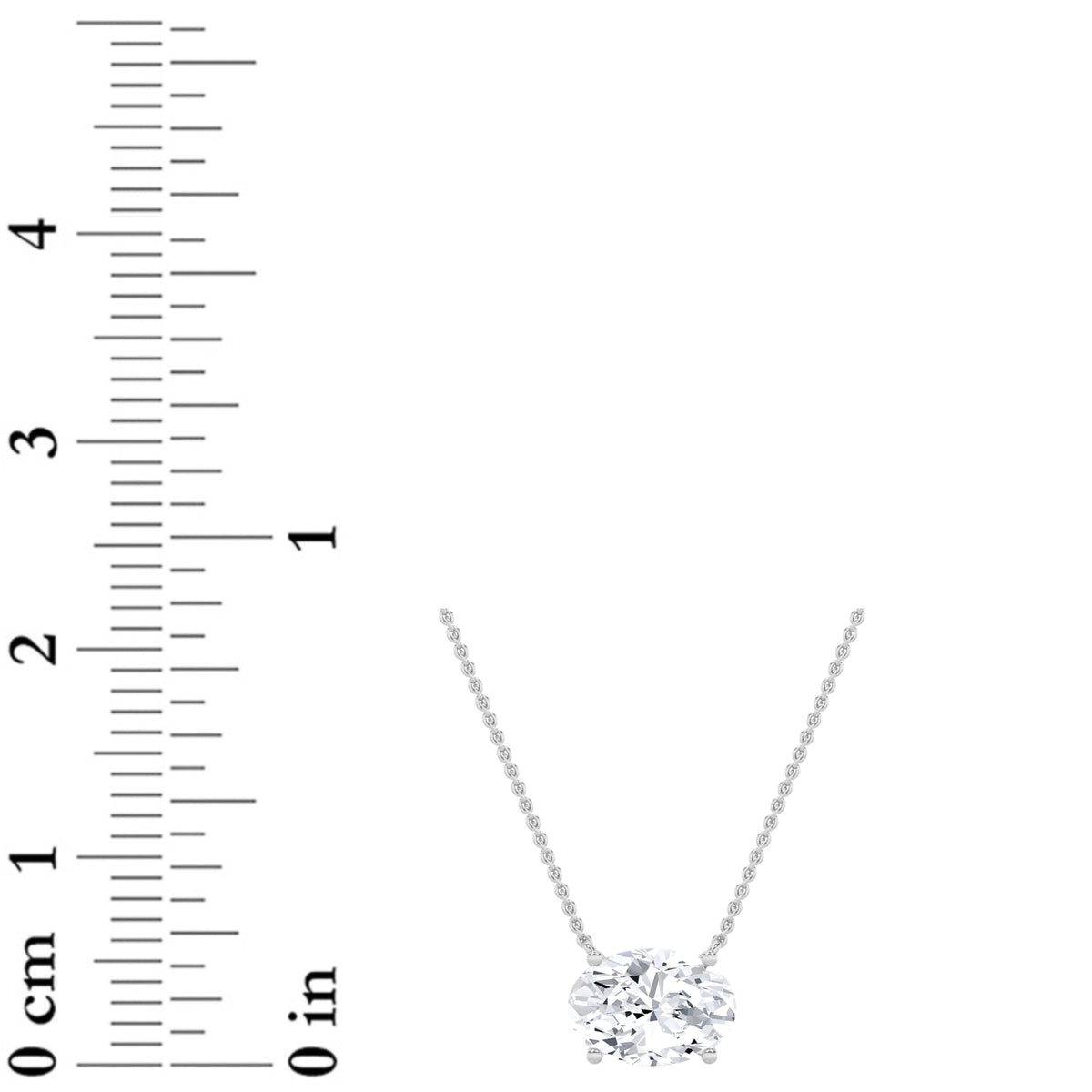1CTW Oval Lab-Grown Diamond Prong East West Solitaire Necklace 1 Stone