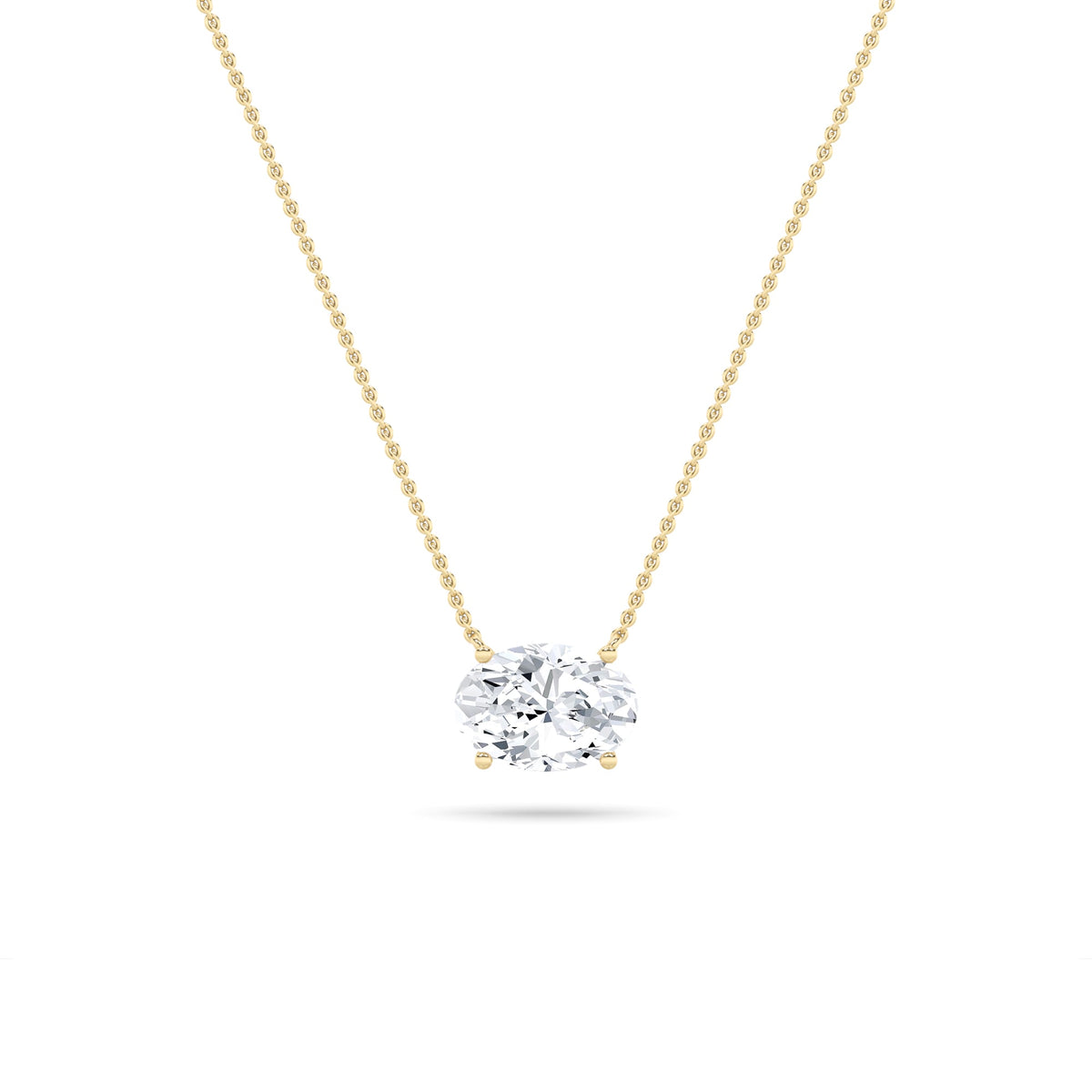 3CTW Oval Lab-Grown Diamond Prong East West Solitaire Necklace 1 Stone