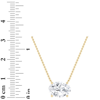 3CTW Oval Lab-Grown Diamond Prong East West Solitaire Necklace 1 Stone
