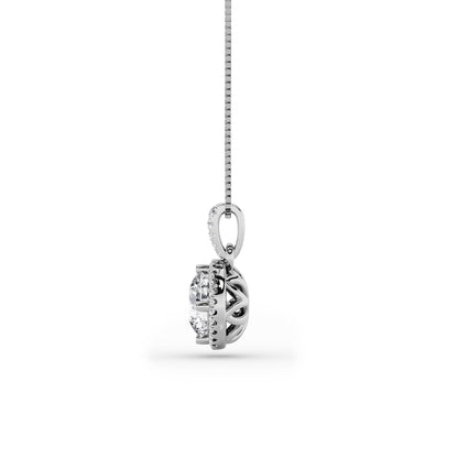 1.5CTW Round Lab-Grown Diamond Prong Halo Pendant 26 Stones