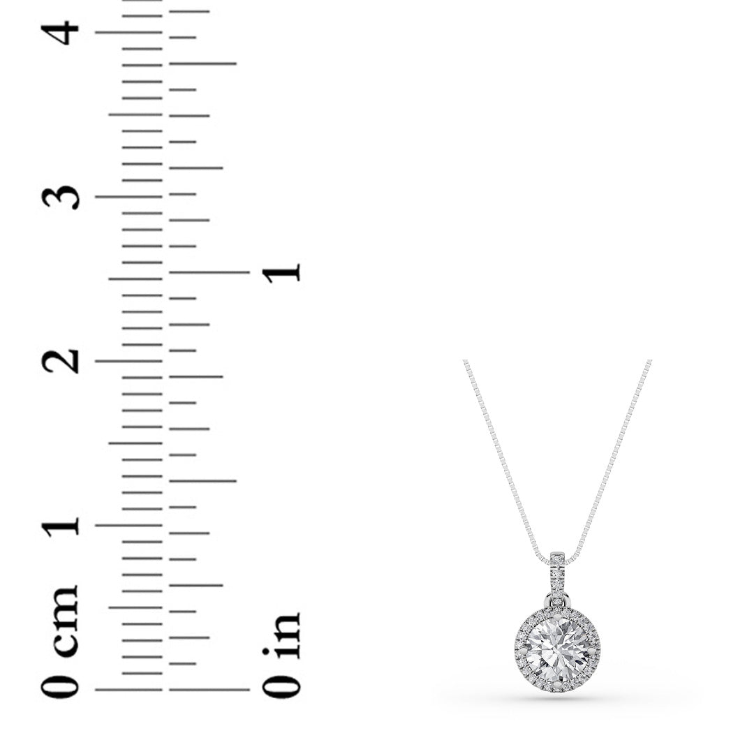 1.5CTW Round Lab-Grown Diamond Prong Halo Pendant 26 Stones