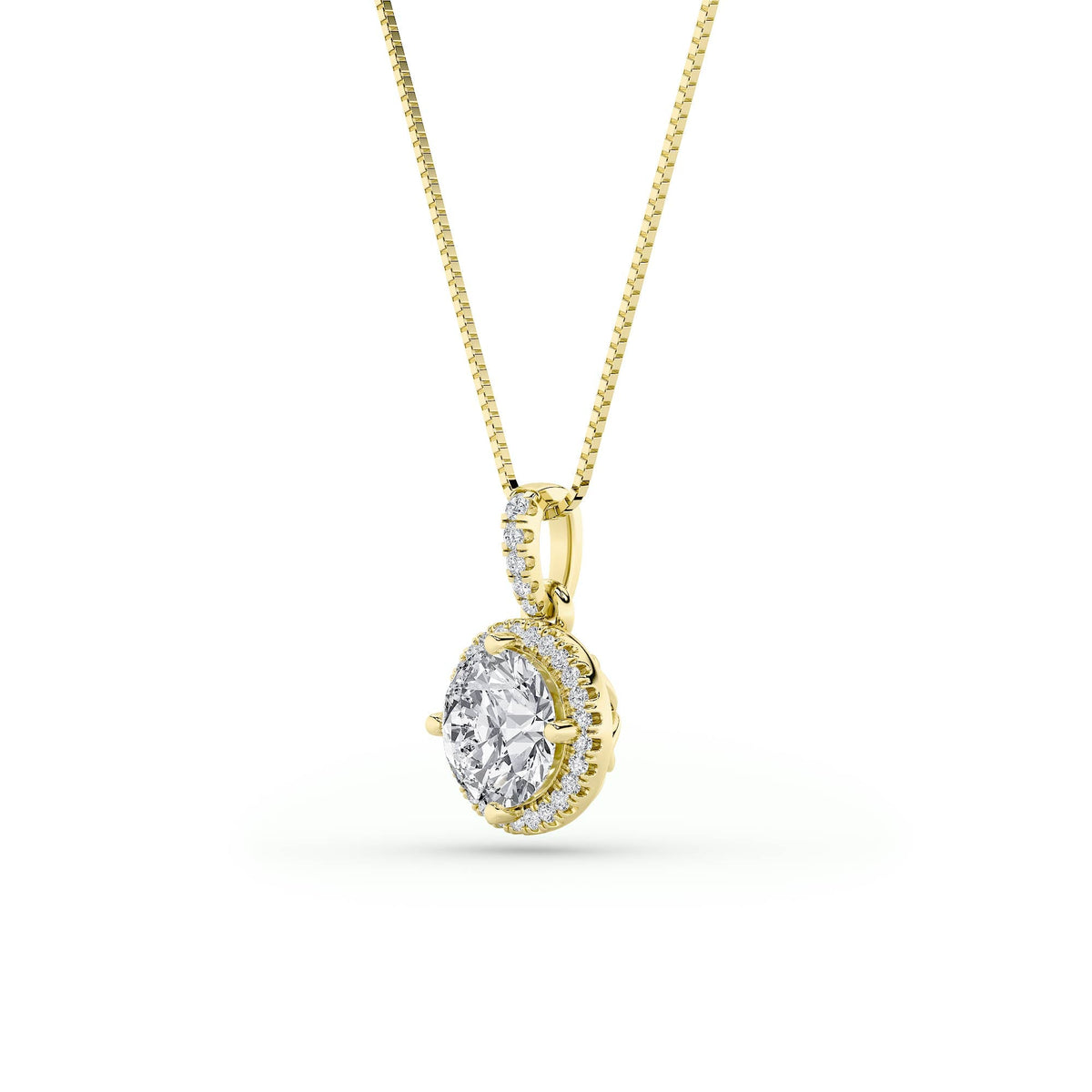 1.5CTW Round Lab-Grown Diamond Prong Halo Pendant 26 Stones
