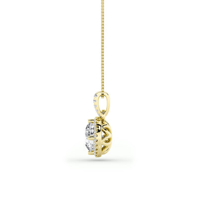 1.5CTW Round Lab-Grown Diamond Prong Halo Pendant 26 Stones