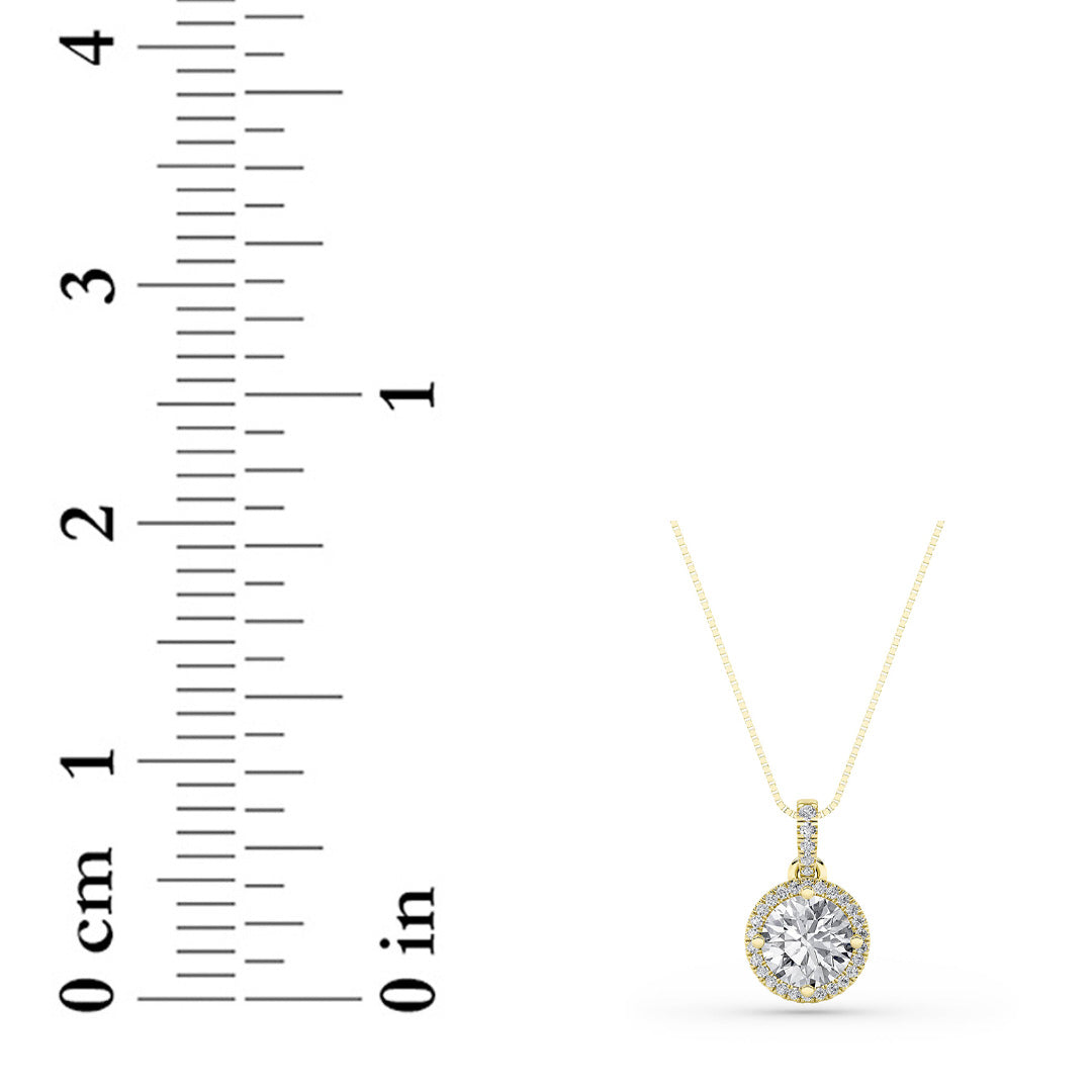 1.5CTW Round Lab-Grown Diamond Prong Halo Pendant 26 Stones