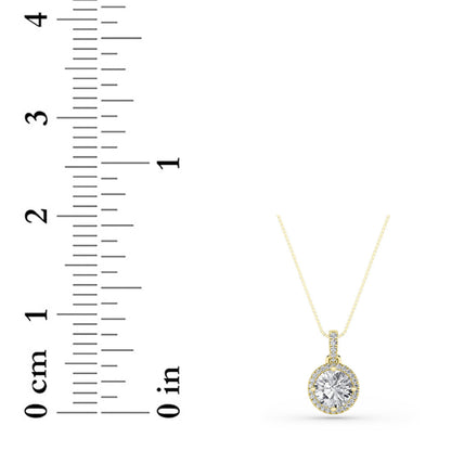 1.5CTW Round Lab-Grown Diamond Prong Halo Pendant 26 Stones