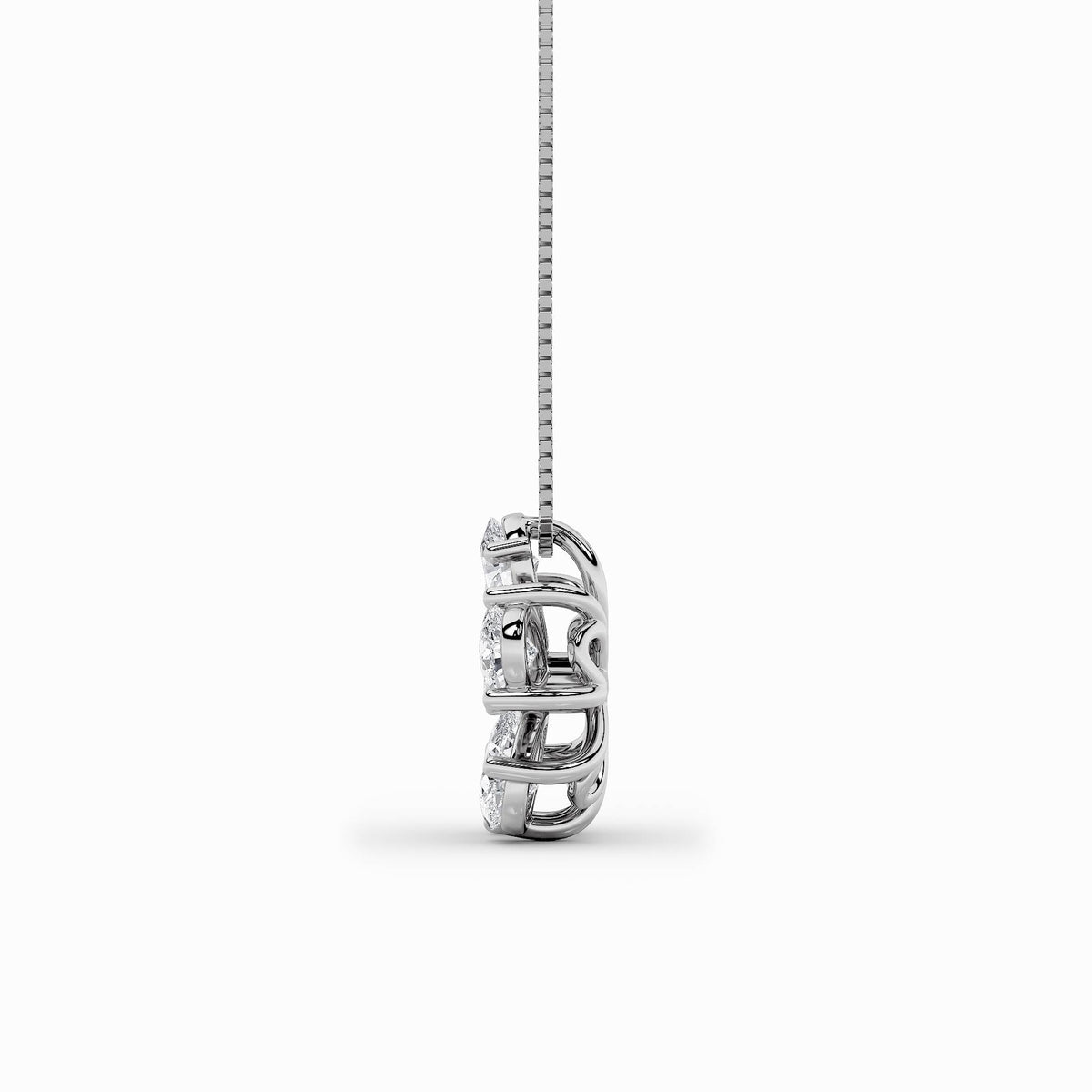 1.5CTW Pear Lab-Grown Diamond Bezel Prong Floral Pendant 6 Stones