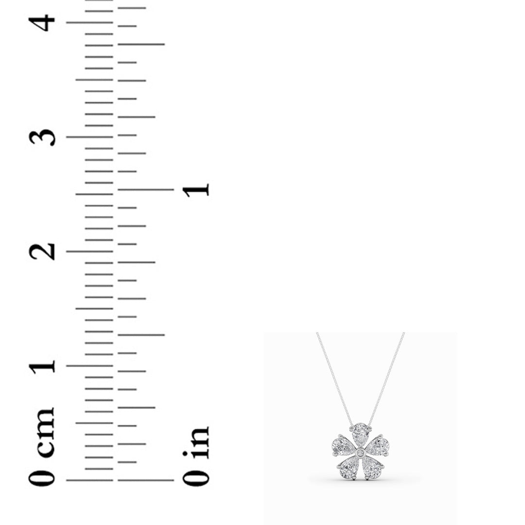 1.5CTW Pear Lab-Grown Diamond Bezel Prong Floral Pendant 6 Stones