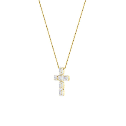 3CTW Emerald Lab-Grown Diamond Prong Cross Pendant 114 Stones