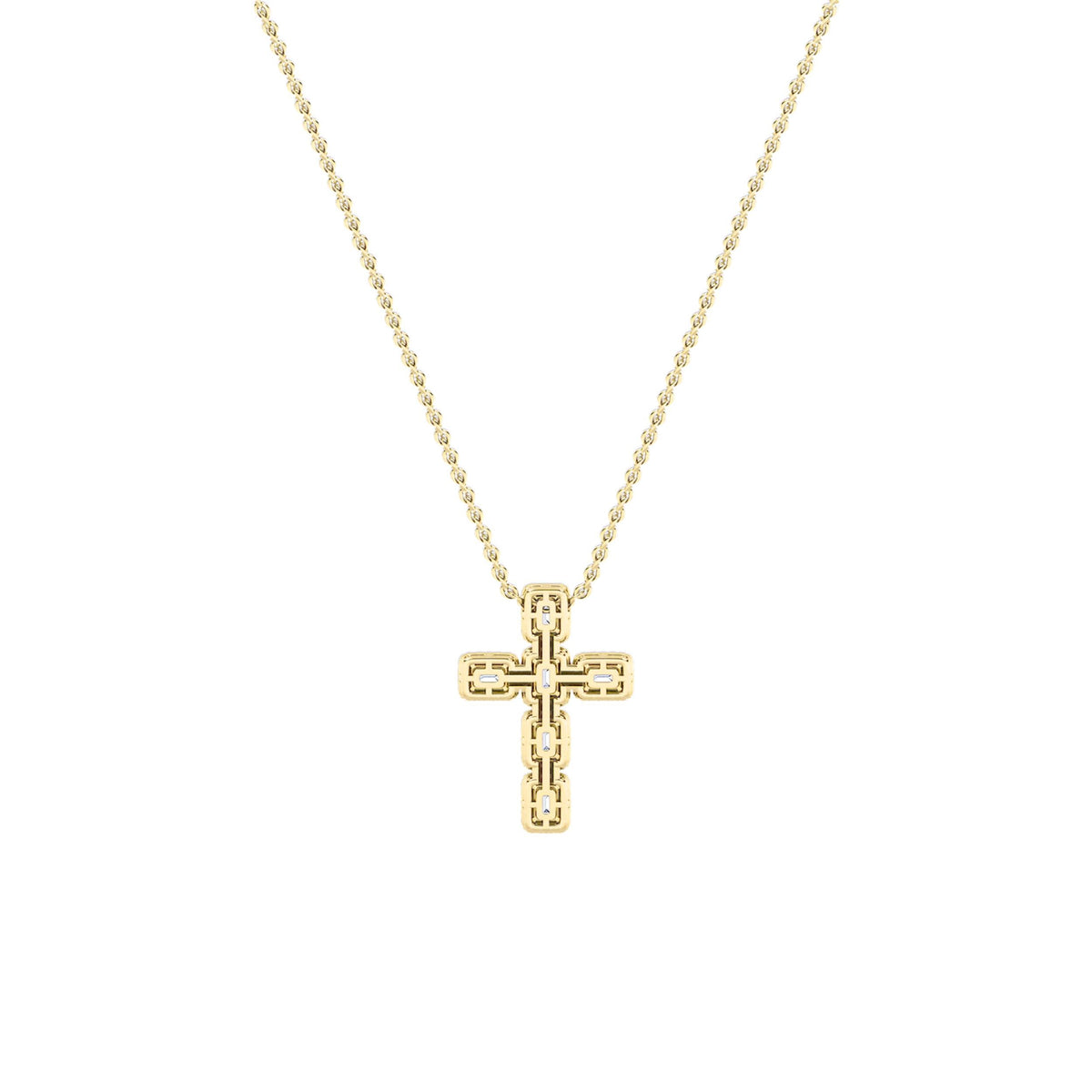 3CTW Emerald Lab-Grown Diamond Prong Cross Pendant 114 Stones