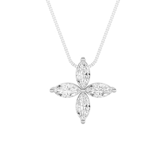 1CTW Marquise Lab-Grown Diamond Flower Fashion Pendant 4 Stones