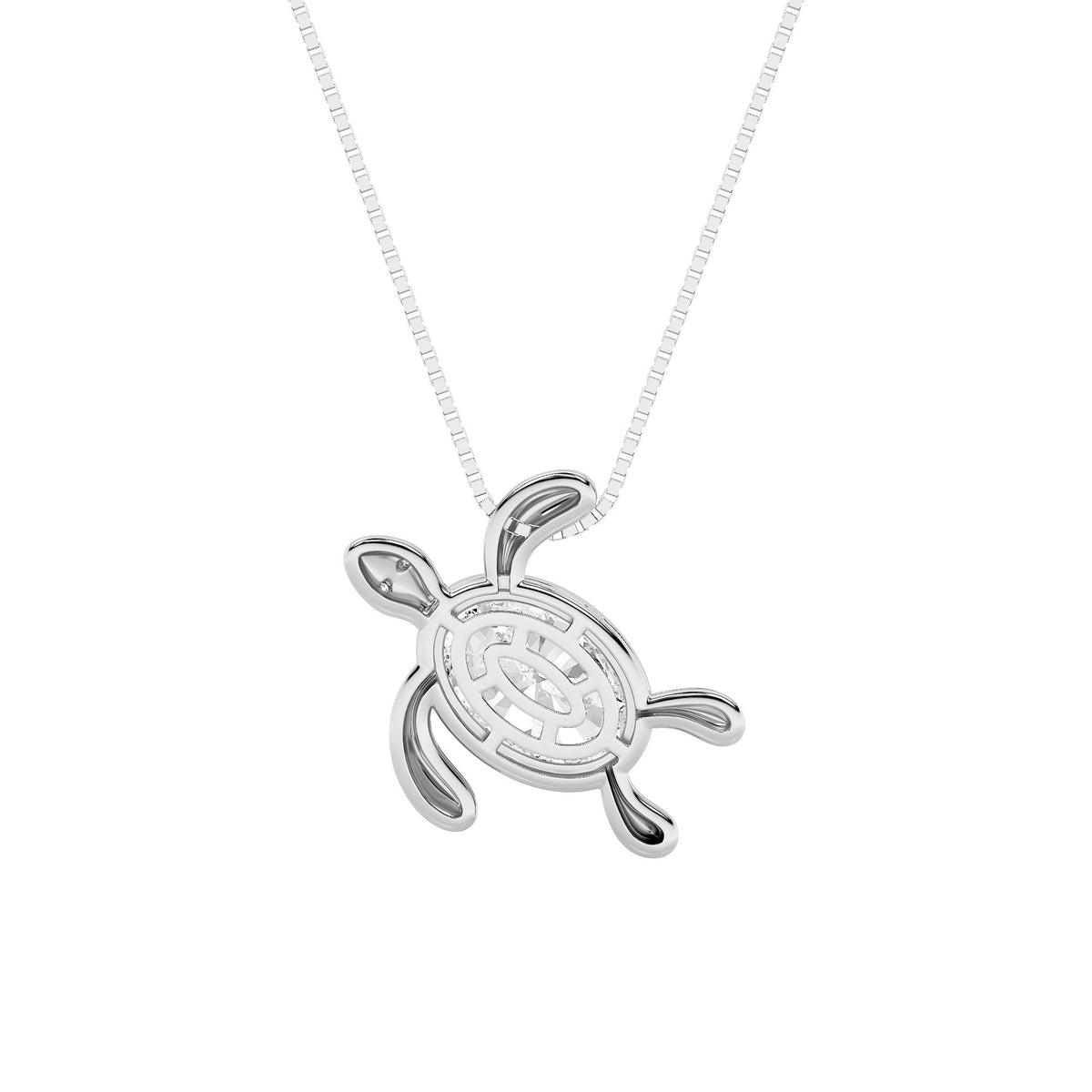 1.5CTW Oval Lab-Grown Diamond Prong Bezel Set Turtle Pendant 3 Stones