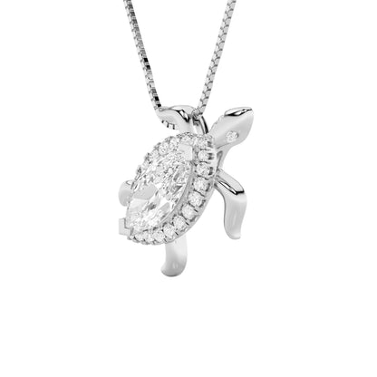 2CTW Marquise Lab-Grown Diamond Accented Turtle Pendant 25 Stones