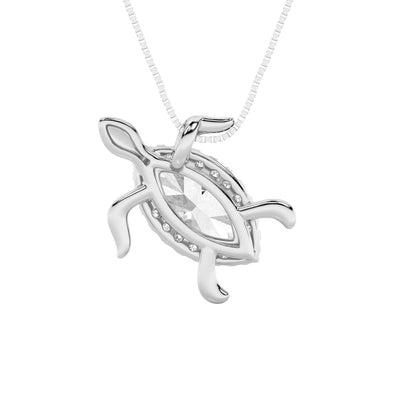 2CTW Marquise Lab-Grown Diamond Accented Turtle Pendant 25 Stones