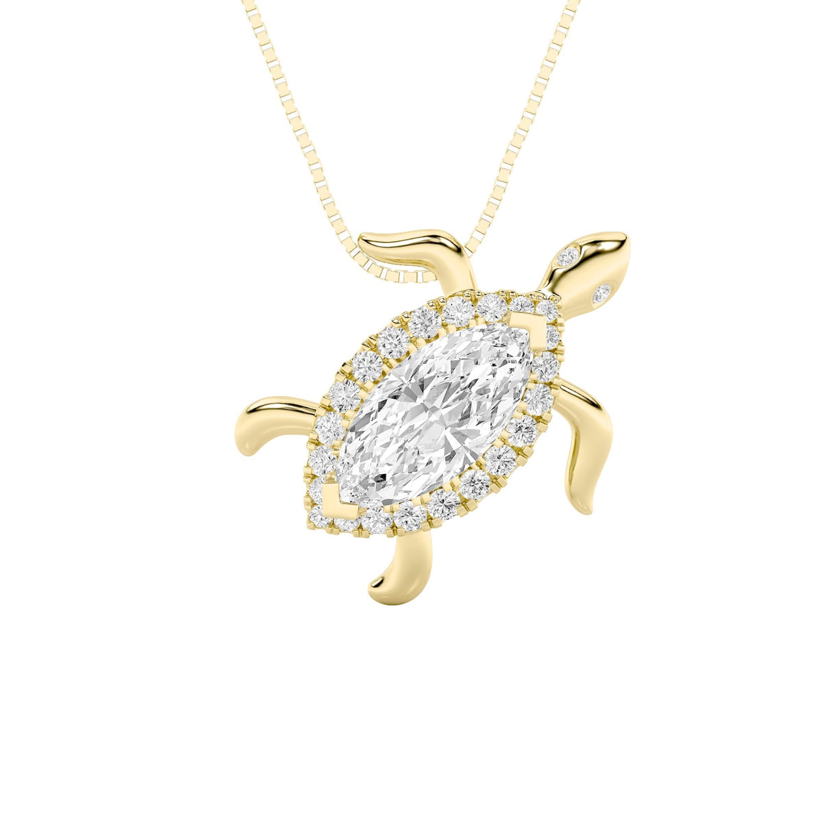 2CTW Marquise Lab-Grown Diamond Accented Turtle Pendant 25 Stones