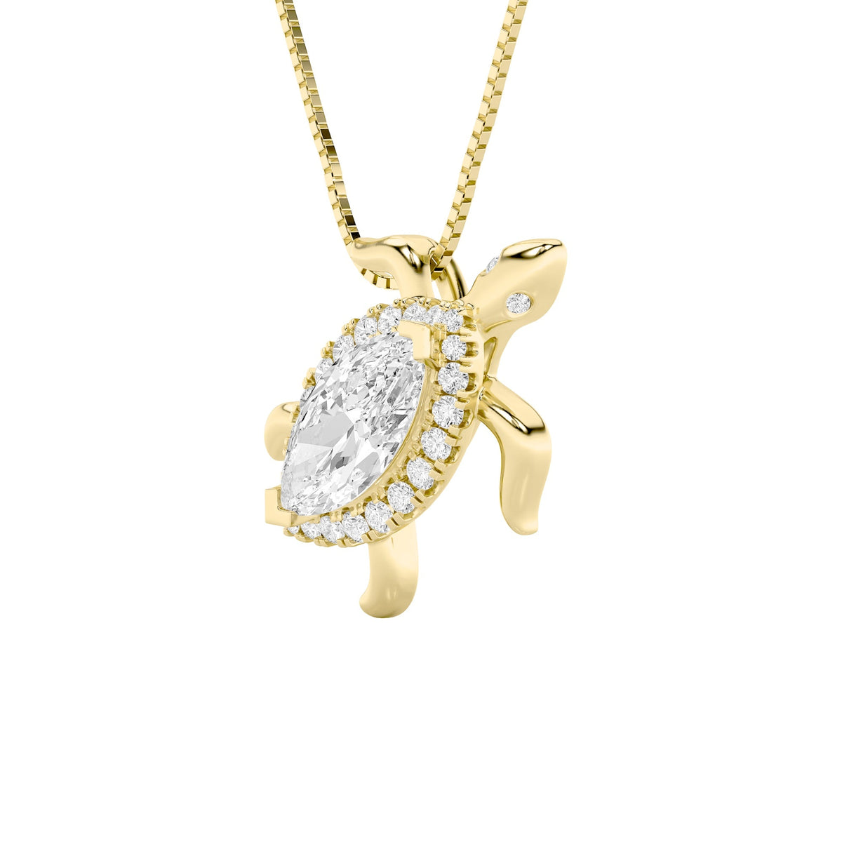2CTW Marquise Lab-Grown Diamond Accented Turtle Pendant 25 Stones