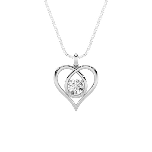 1.5CTW Round Lab-Grown Diamond Heart Pendant 1 Stone