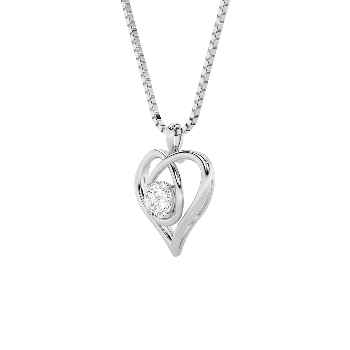 1.5CTW Round Lab-Grown Diamond Heart Pendant 1 Stone