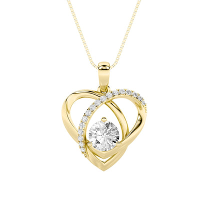 1.5CTW Round Lab-Grown Diamond Heart Pendant 18 Stones