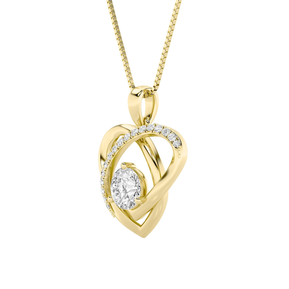 1.5CTW Round Lab-Grown Diamond Heart Pendant 18 Stones