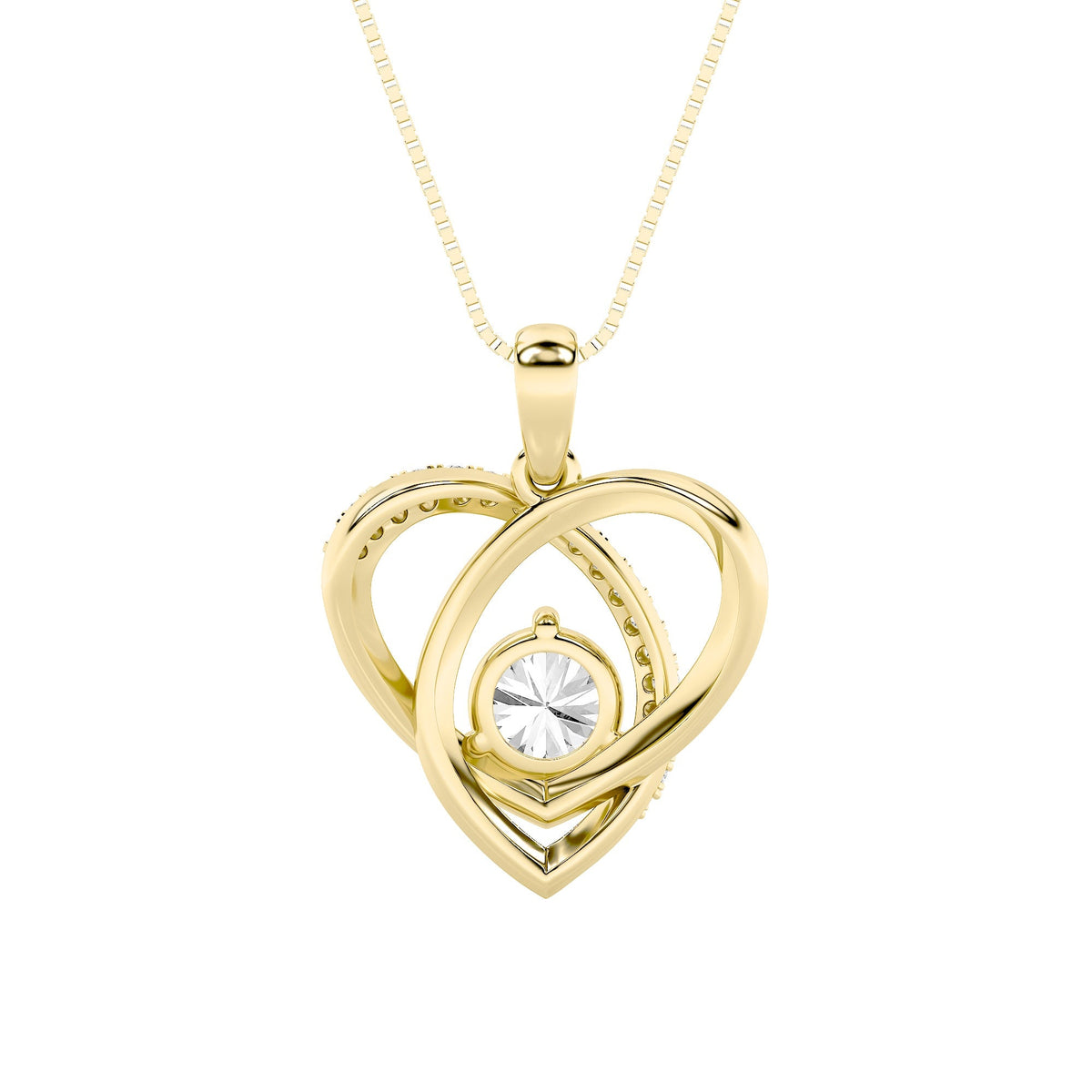 1.5CTW Round Lab-Grown Diamond Heart Pendant 18 Stones