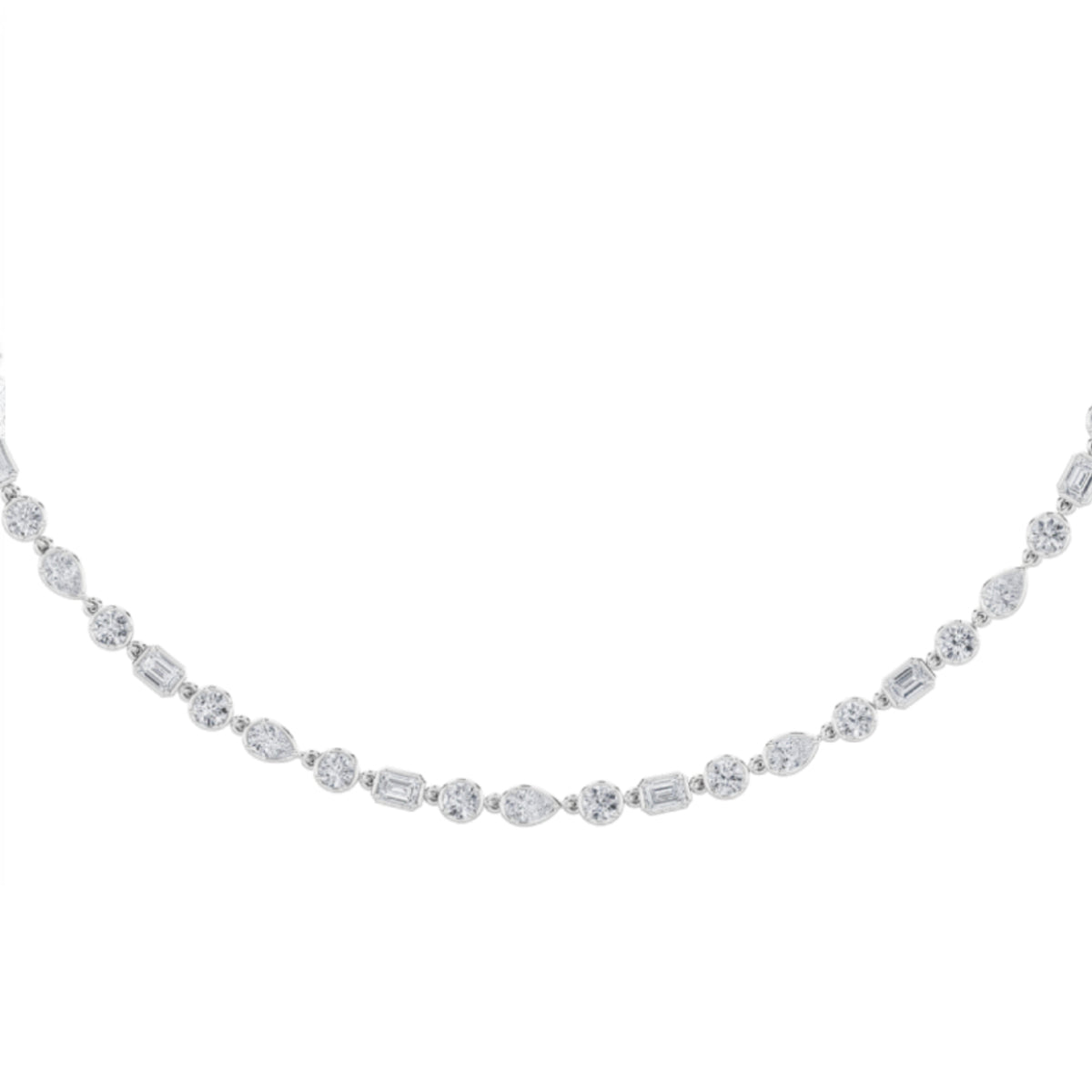 10CTW Pear Lab-Grown Diamond Prong Necklace 50 Stones