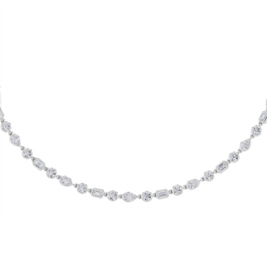 10CTW Pear Lab-Grown Diamond Prong Necklace 50 Stones