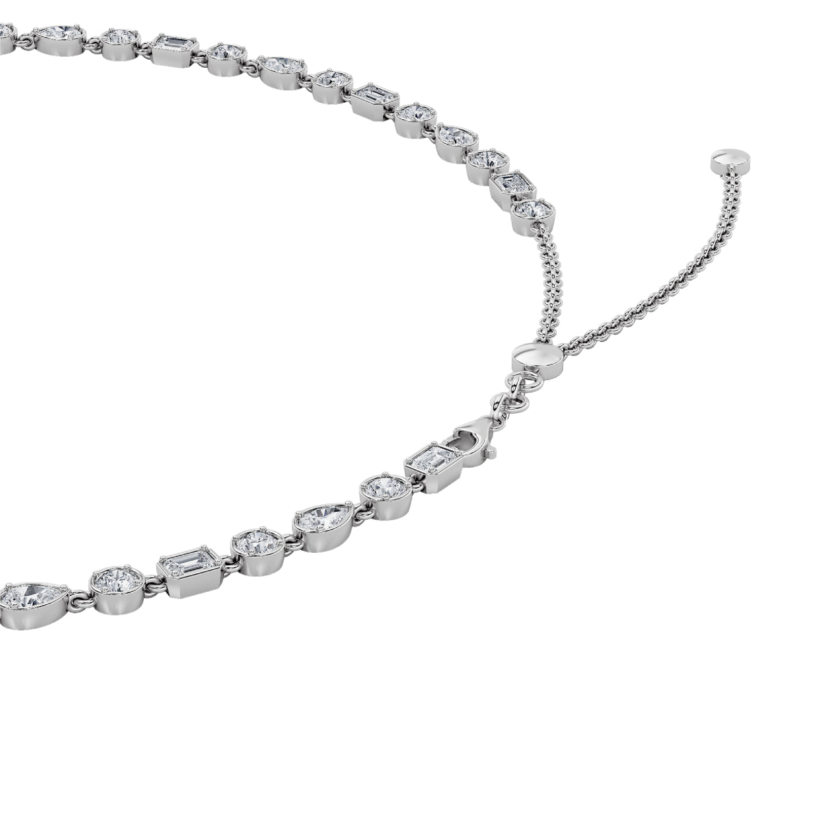 10CTW Pear Lab-Grown Diamond Prong Necklace 50 Stones