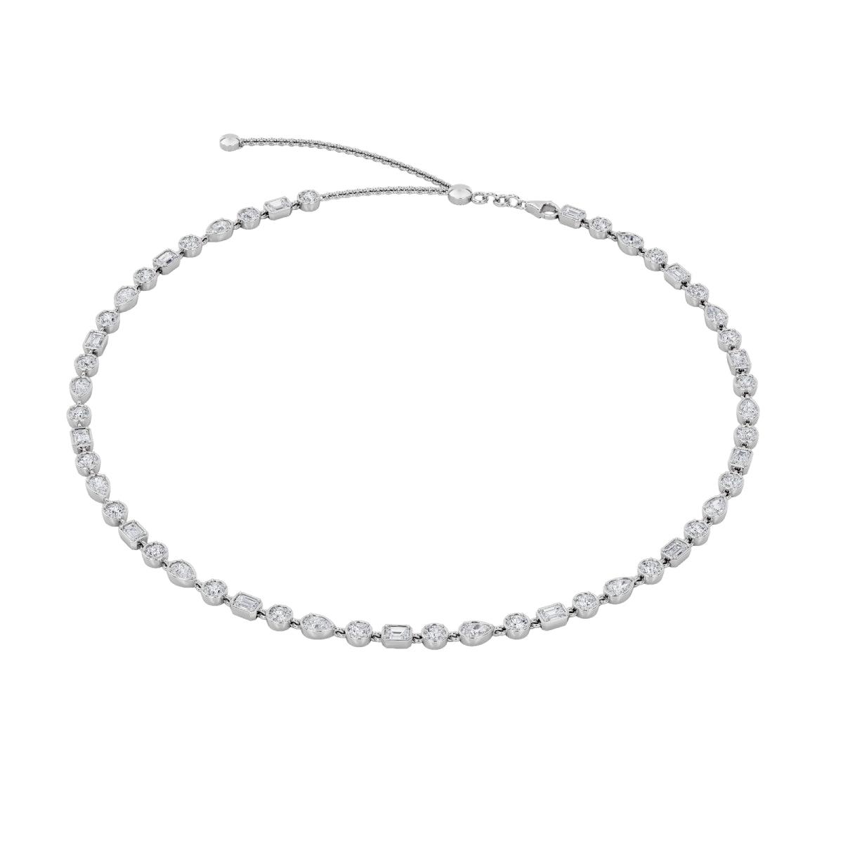 10CTW Pear Lab-Grown Diamond Prong Necklace 50 Stones