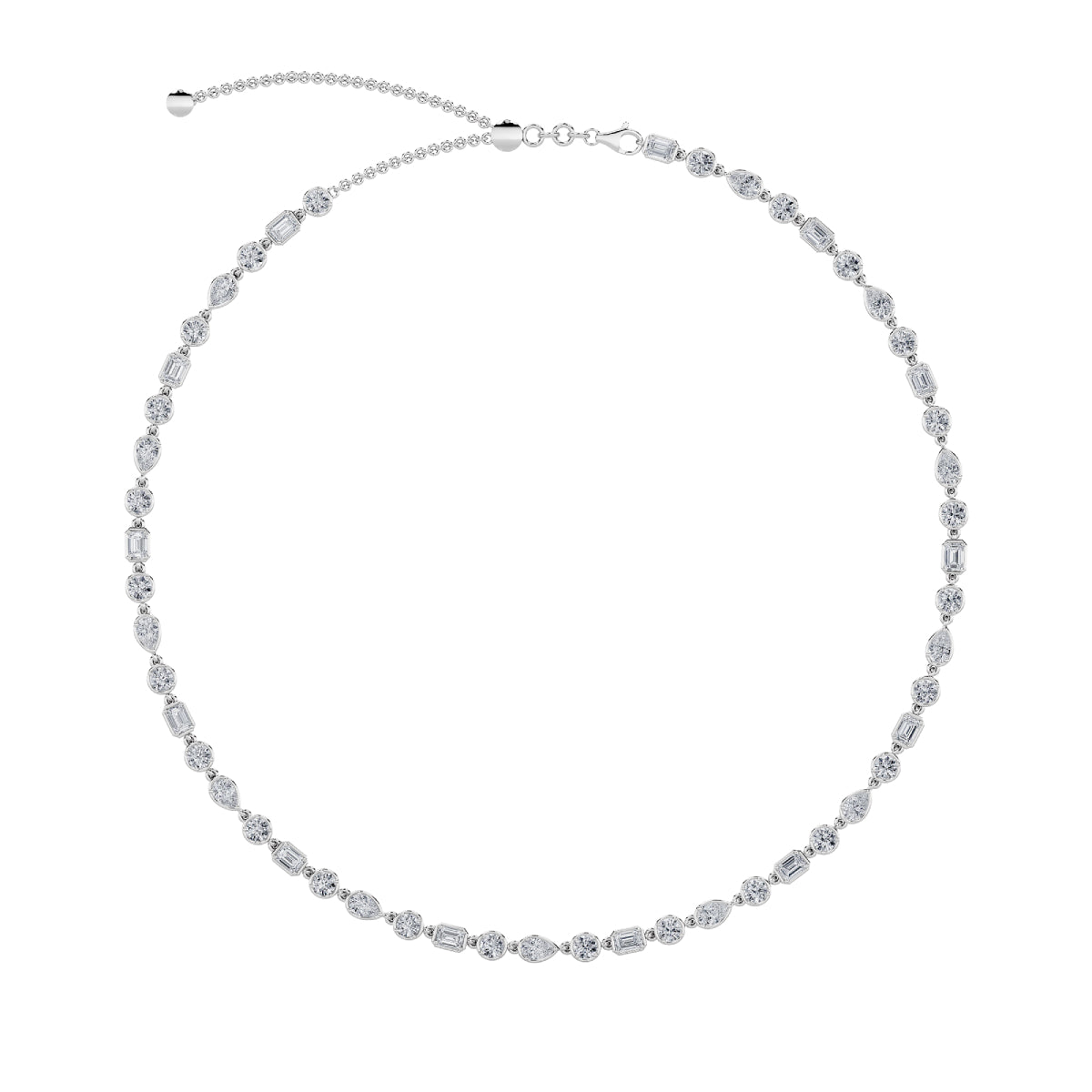 10CTW Pear Lab-Grown Diamond Prong Necklace 50 Stones