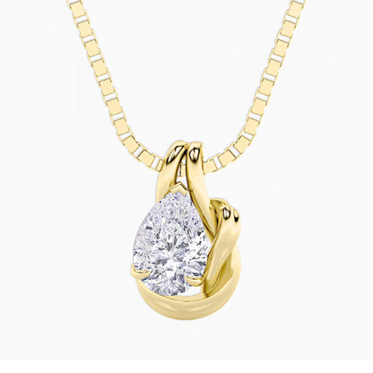2CTW Pear Lab-Grown Diamond Prong Knot Pendant 1 Stone