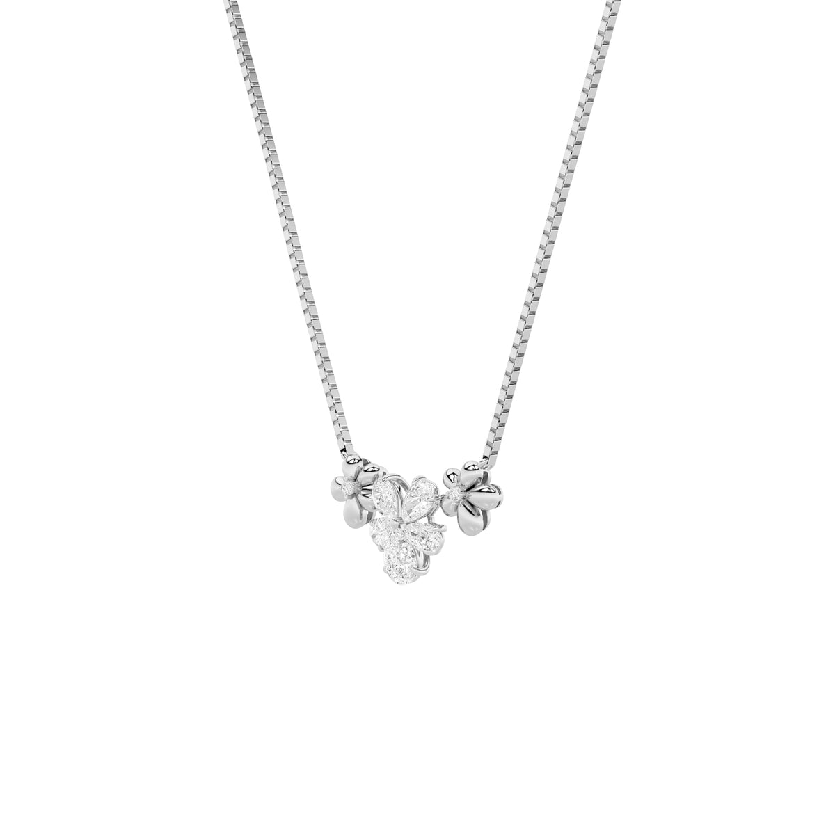2CTW Pear Lab-Grown Diamond Prong Fancy Flower Necklace 7 Stones
