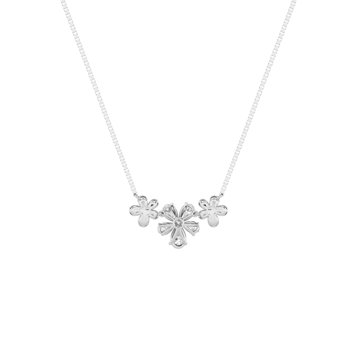 2CTW Pear Lab-Grown Diamond Prong Fancy Flower Necklace 7 Stones