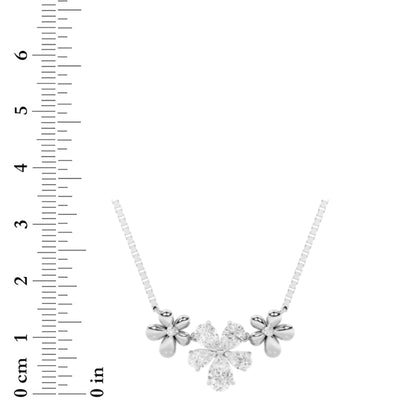 2CTW Pear Lab-Grown Diamond Prong Fancy Flower Necklace 7 Stones